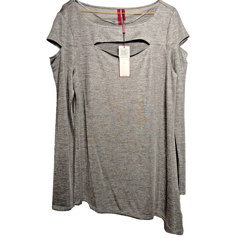 Love Scarlett Shirt Womens L Cut Out Long Sleeve Asymmetrical Top Pullover NWT